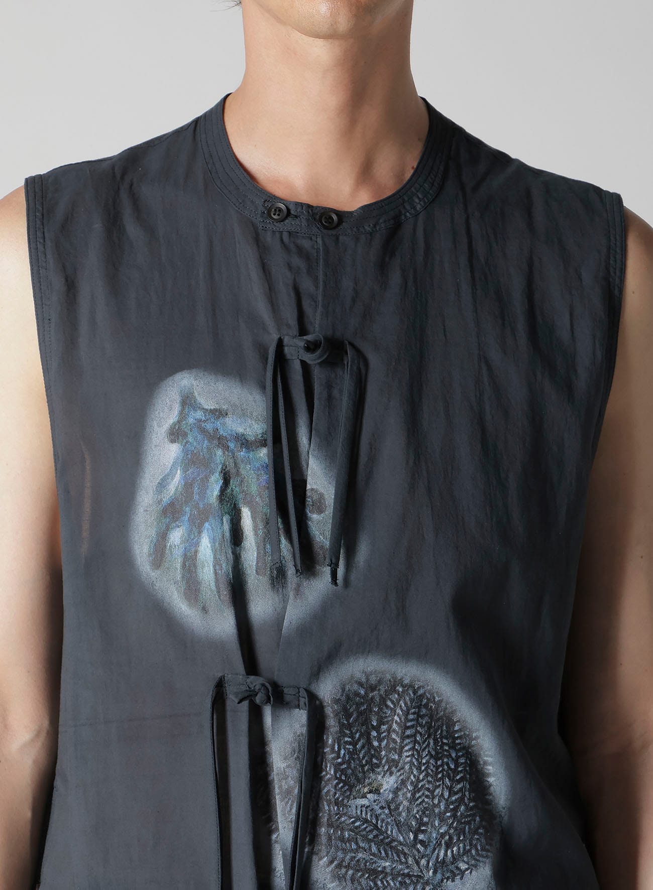 JACQUARD COTTON LAWN CORAL SLEEVELESS BLOUSE