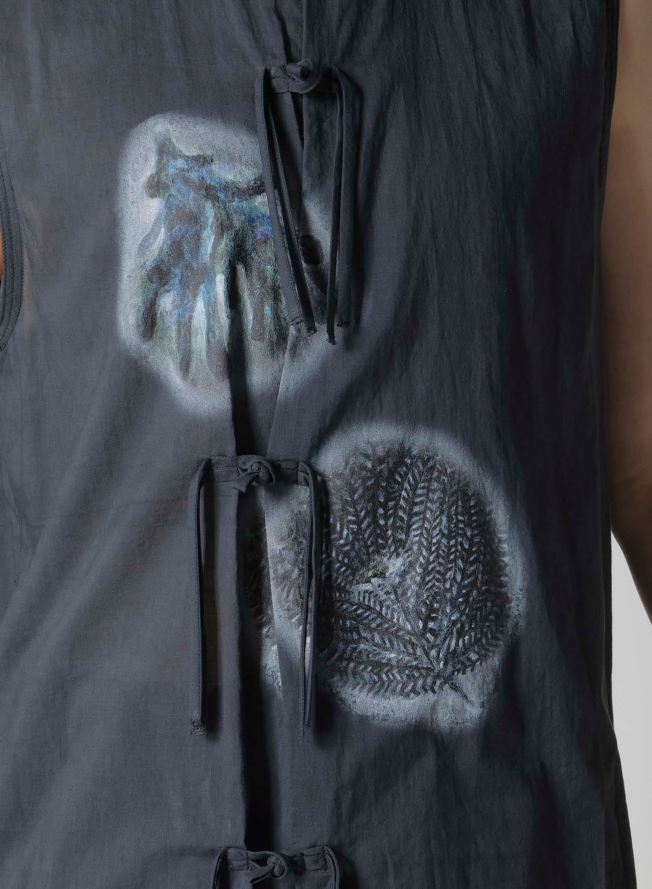 JACQUARD COTTON LAWN CORAL SLEEVELESS BLOUSE