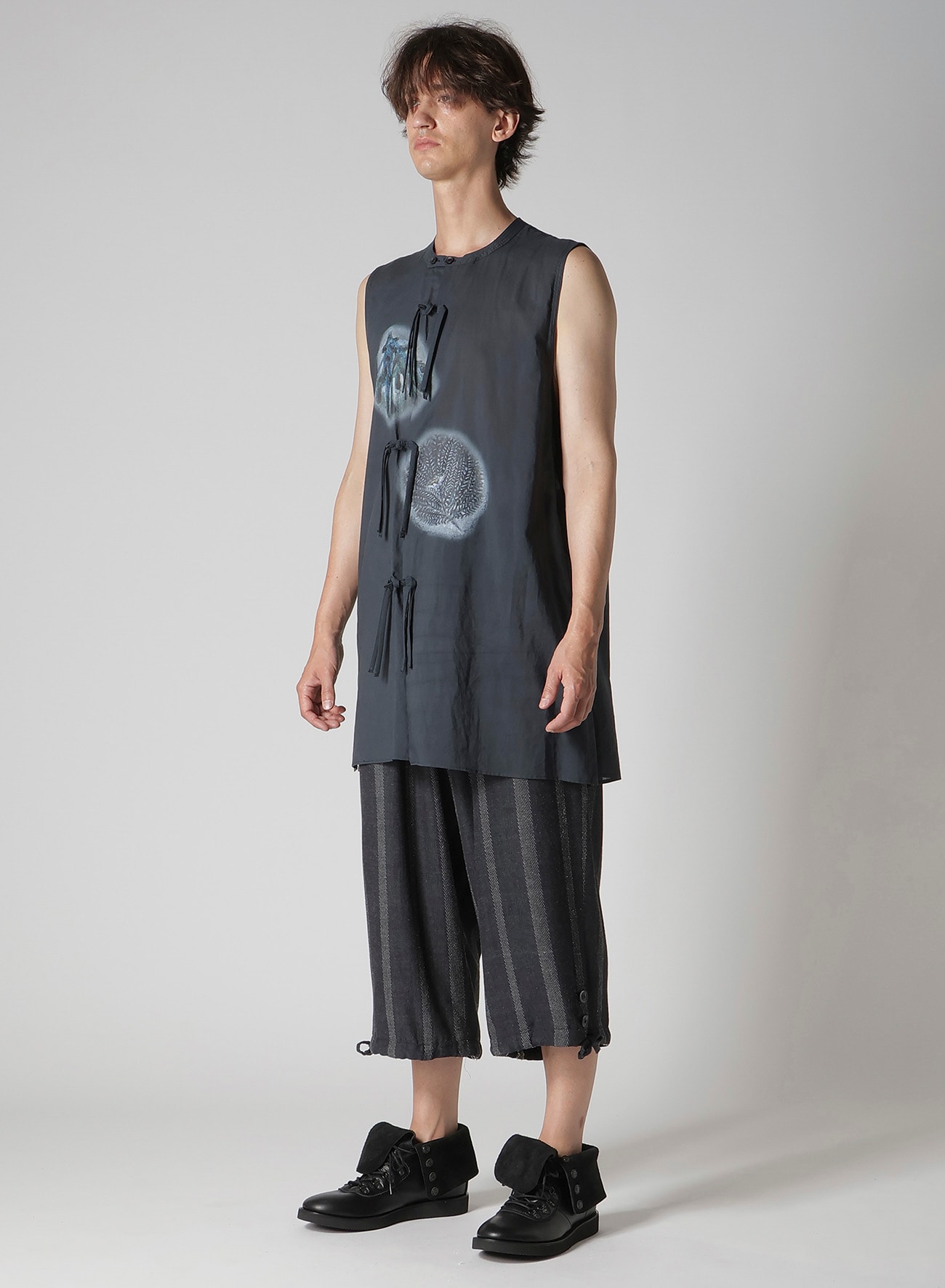 JACQUARD COTTON LAWN CORAL SLEEVELESS BLOUSE