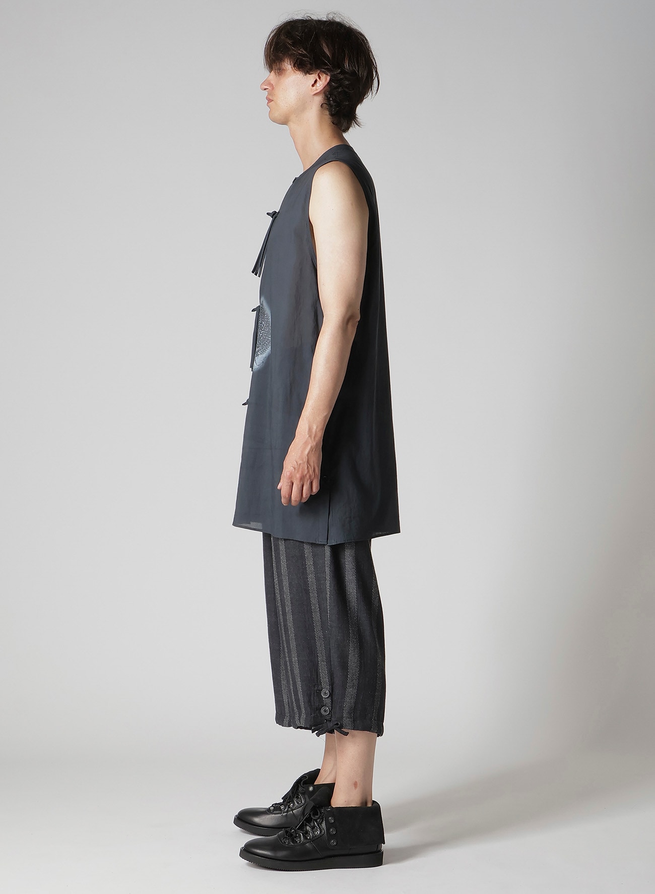 JACQUARD COTTON LAWN CORAL SLEEVELESS BLOUSE