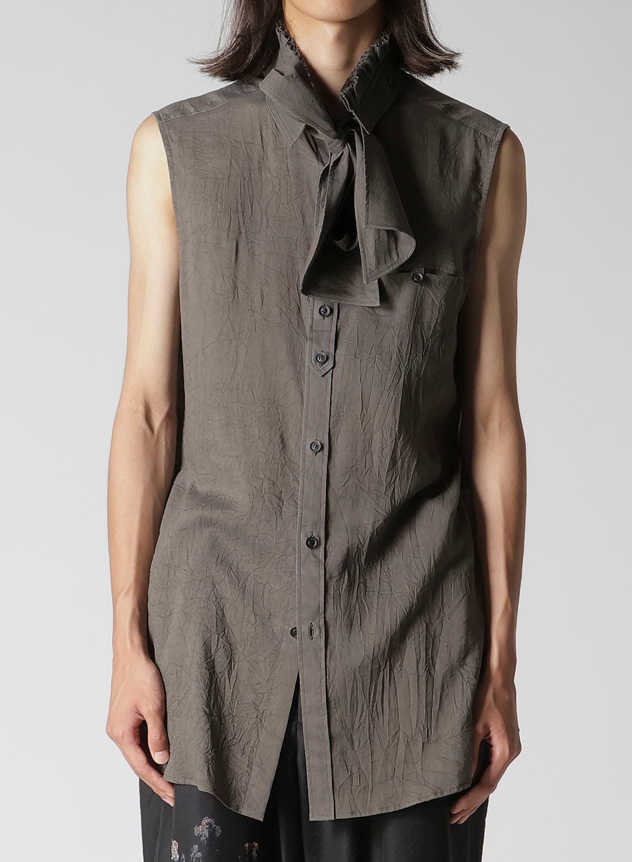 CELLULOSE LAWN INK DYED RUFFED SPARE COLLAR BLOUSE