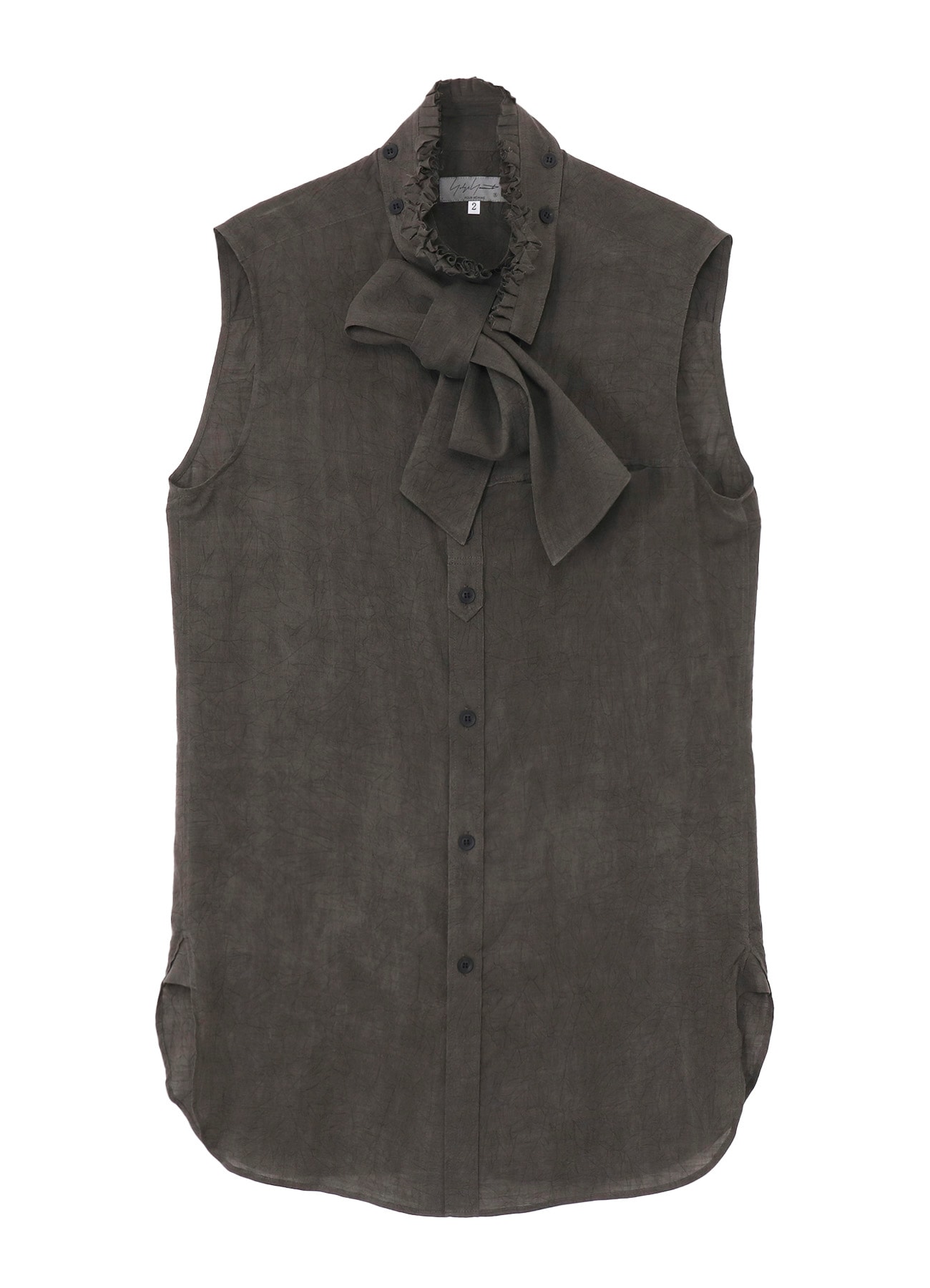 CELLULOSE LAWN INK DYED RUFFED SPARE COLLAR BLOUSE