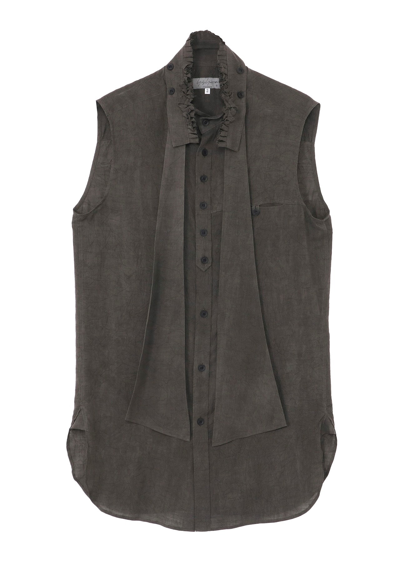 CELLULOSE LAWN INK DYED RUFFED SPARE COLLAR BLOUSE