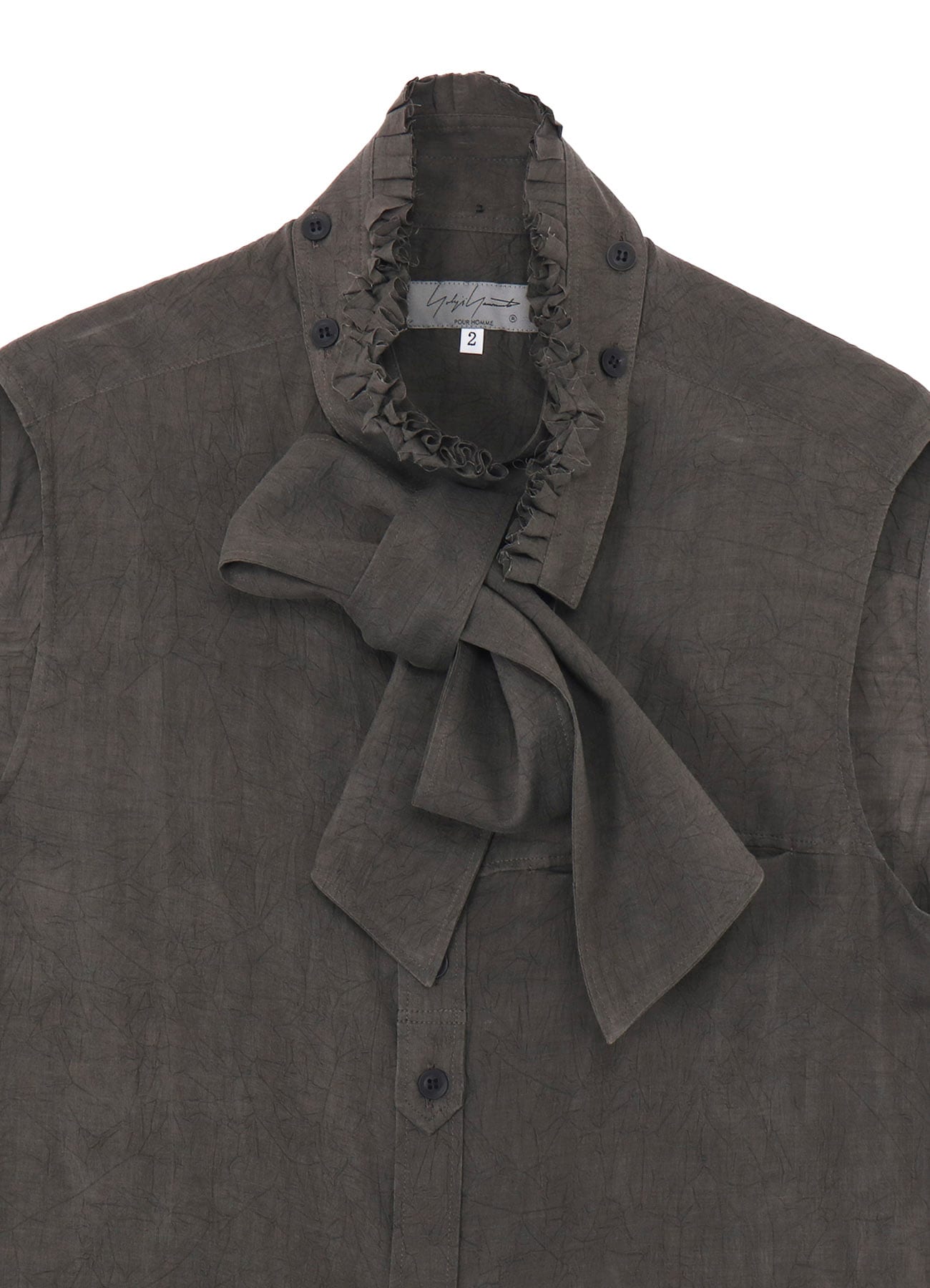 CELLULOSE LAWN INK DYED RUFFED SPARE COLLAR BLOUSE