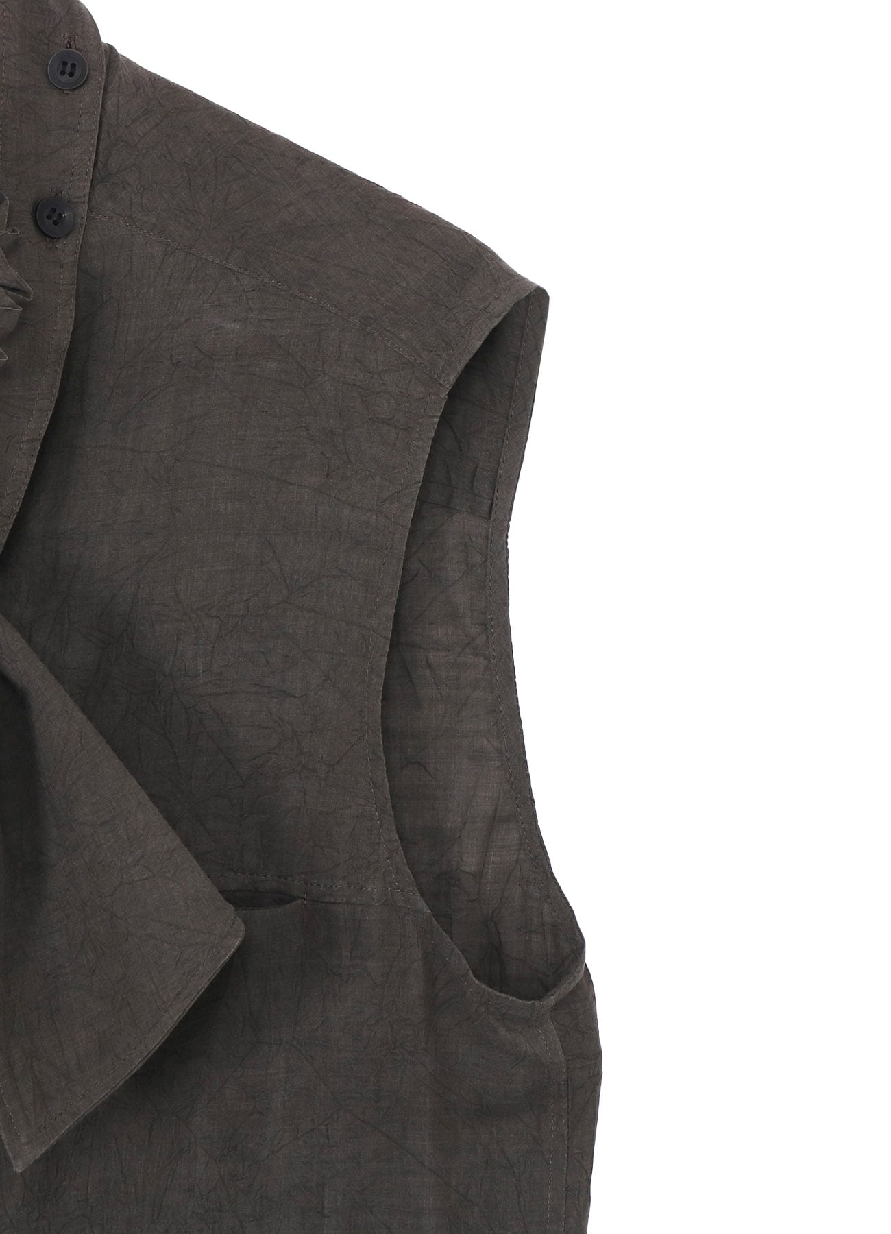 CELLULOSE LAWN INK DYED RUFFED SPARE COLLAR BLOUSE