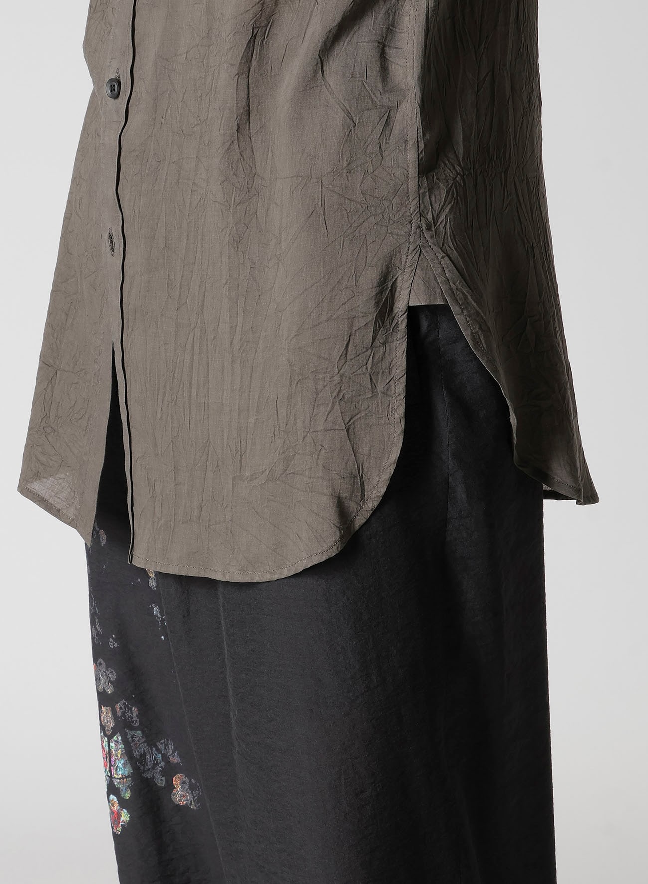 CELLULOSE LAWN INK DYED RUFFED SPARE COLLAR BLOUSE