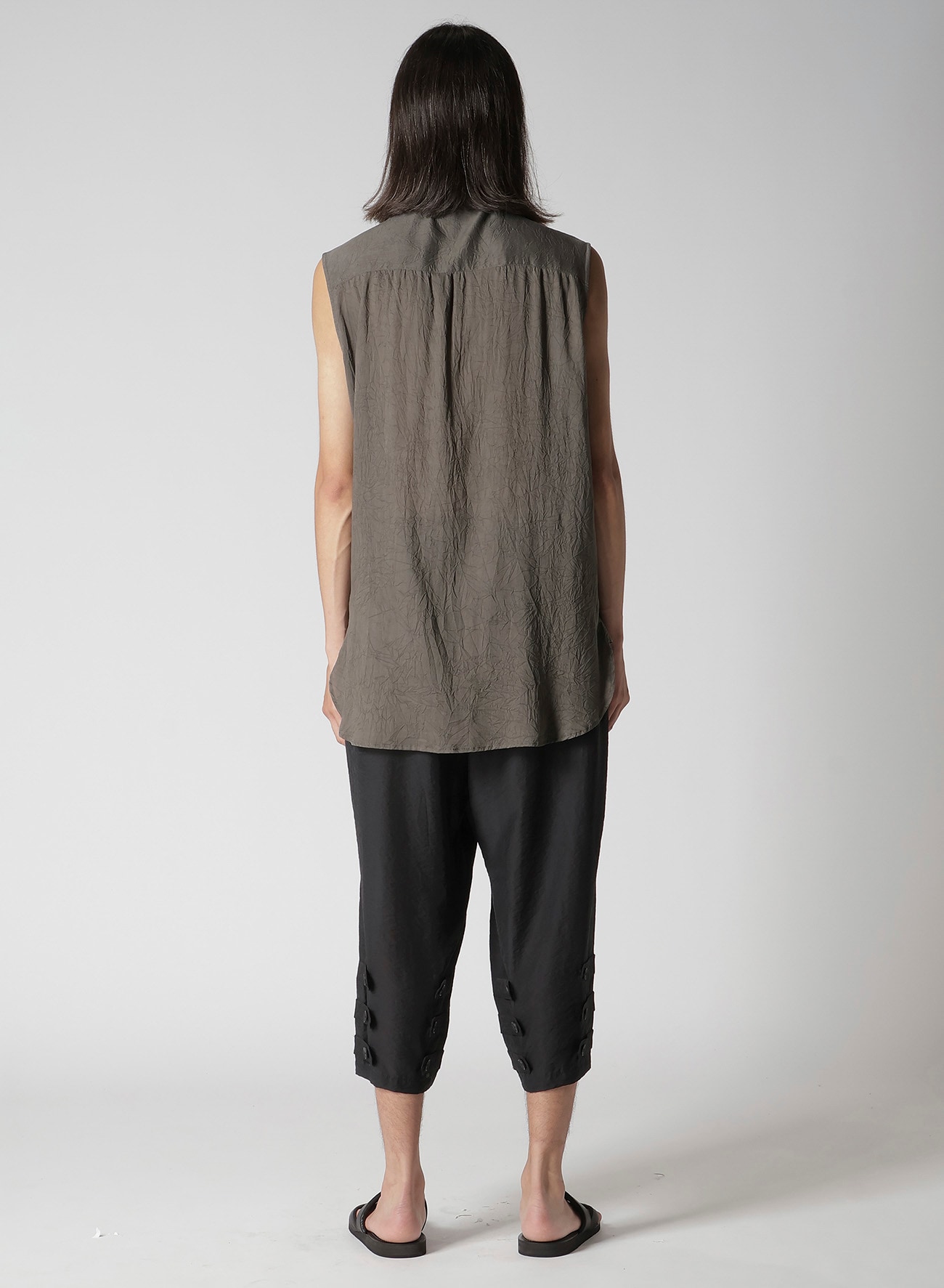 CELLULOSE LAWN INK DYED RUFFED SPARE COLLAR BLOUSE
