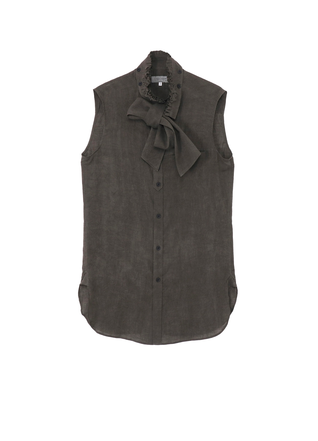 CELLULOSE LAWN INK DYED RUFFED SPARE COLLAR BLOUSE