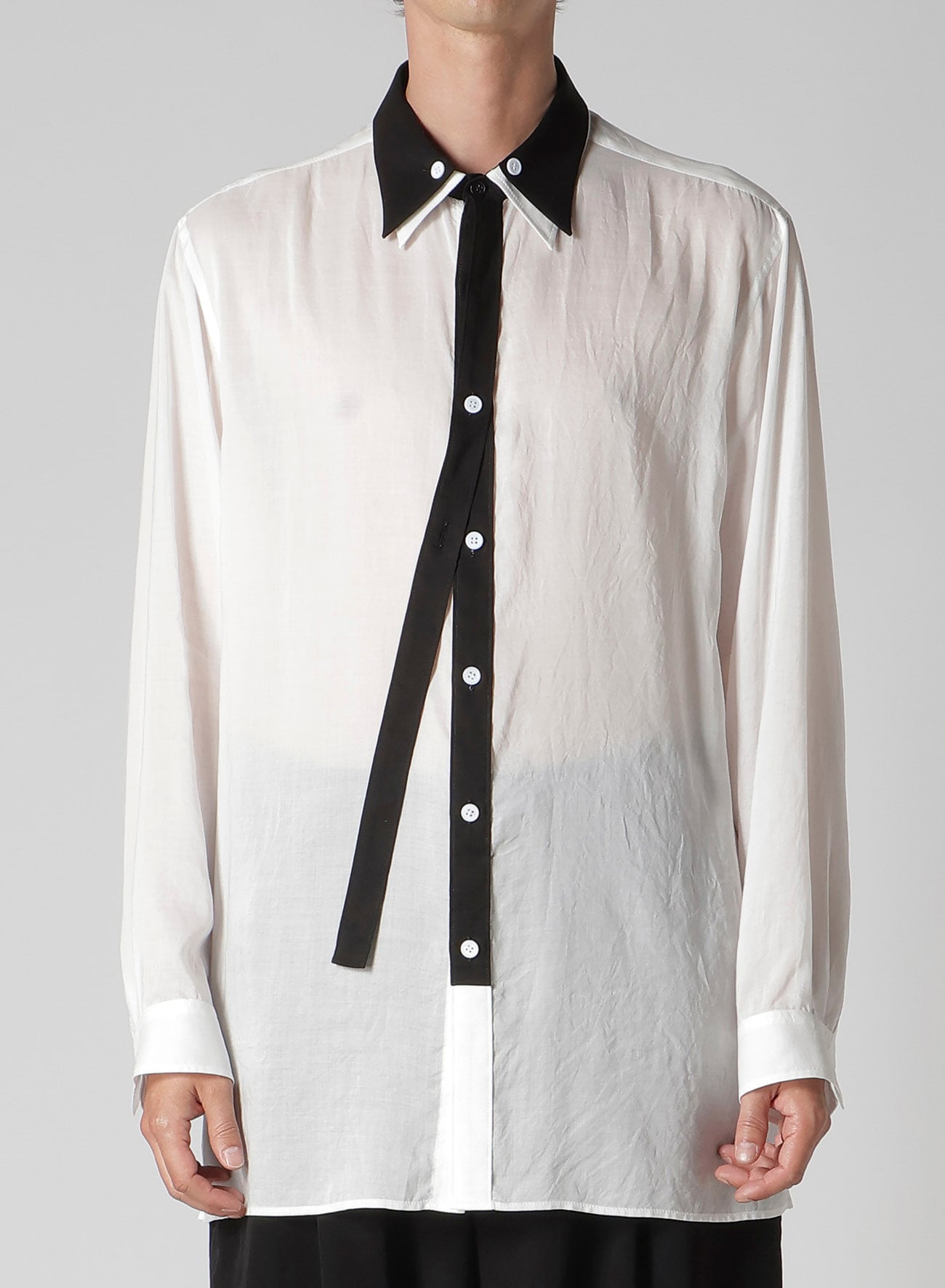 CELLULOSE LAWN DOUBLE COLLAR BLOUSE