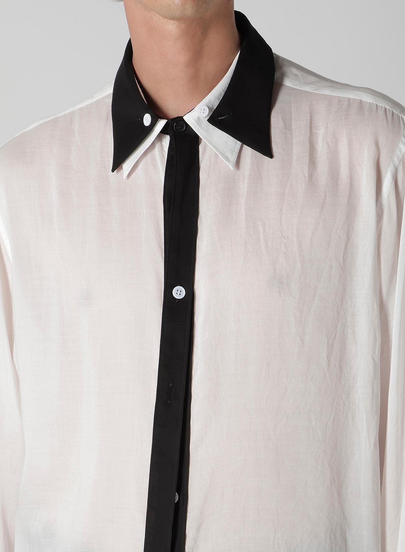 CELLULOSE LAWN DOUBLE COLLAR BLOUSE