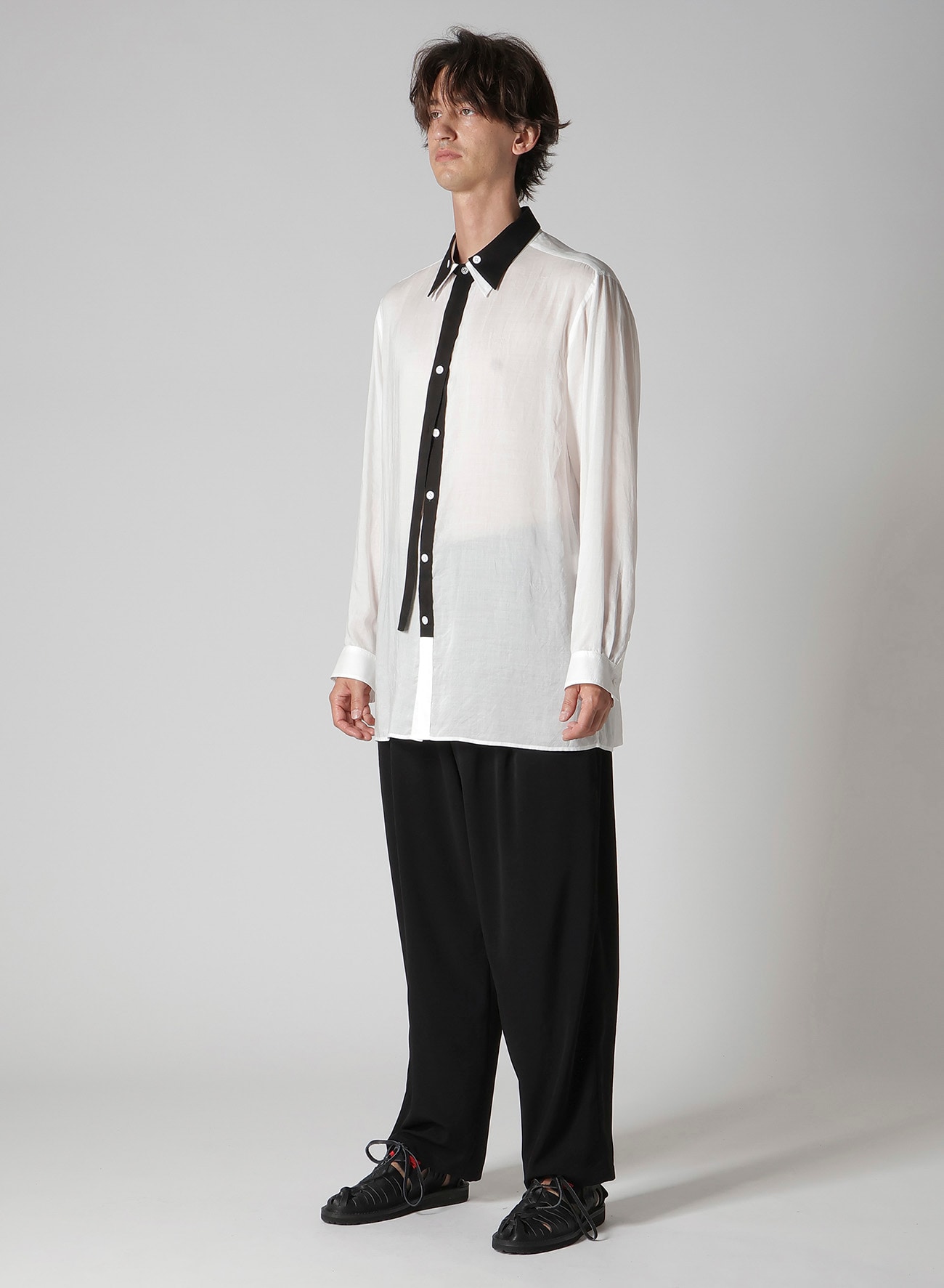 CELLULOSE LAWN DOUBLE COLLAR BLOUSE