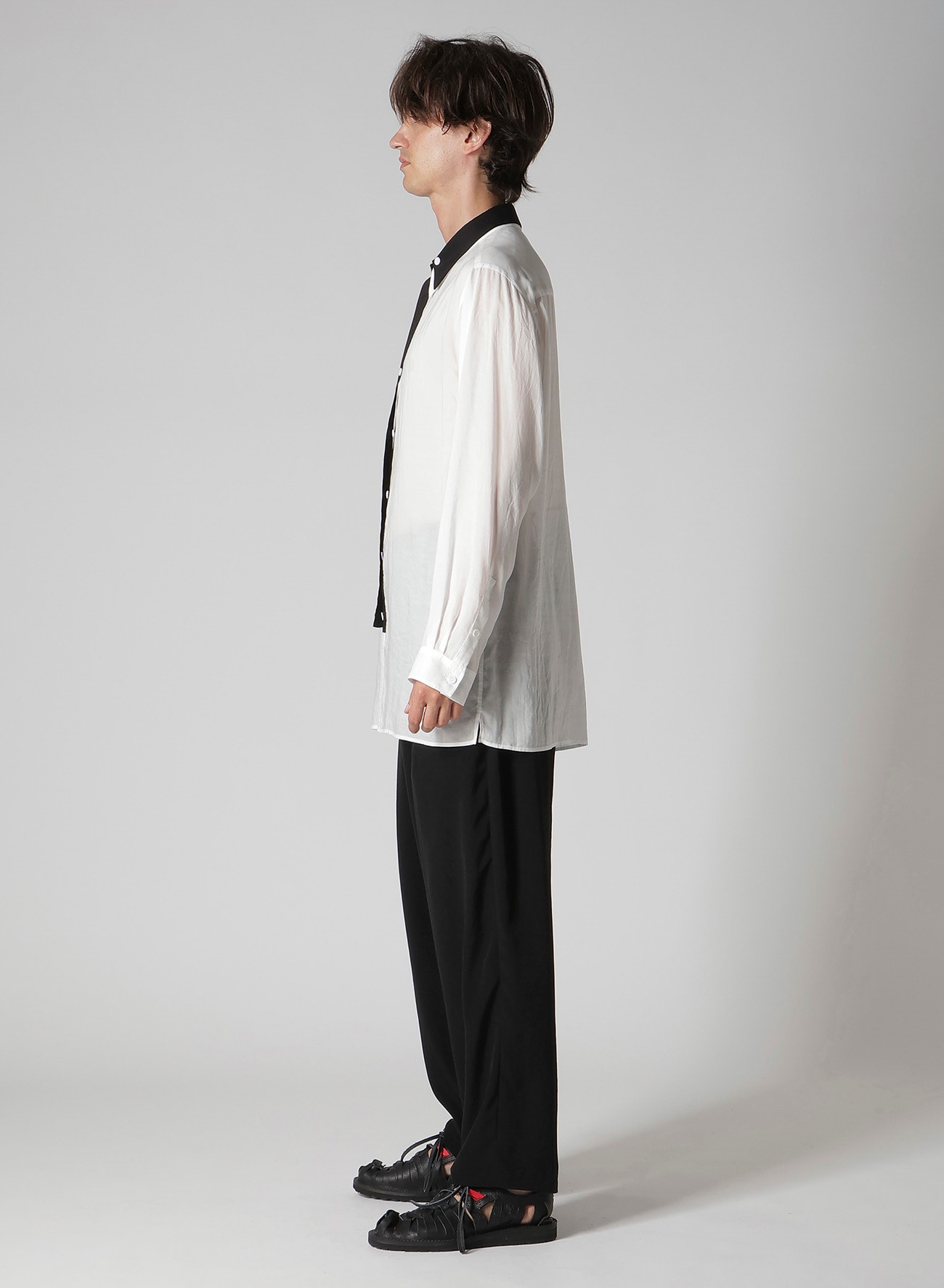 CELLULOSE LAWN DOUBLE COLLAR BLOUSE