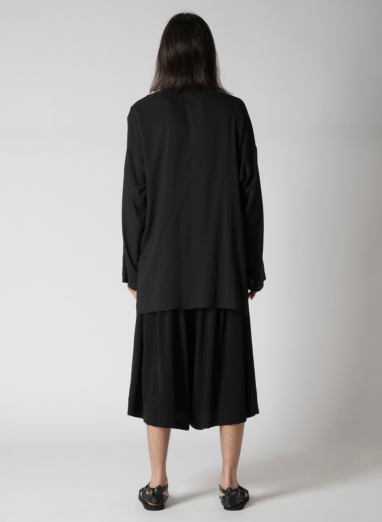 CELLULOSE LAWN COLLARLESS BLOUSE