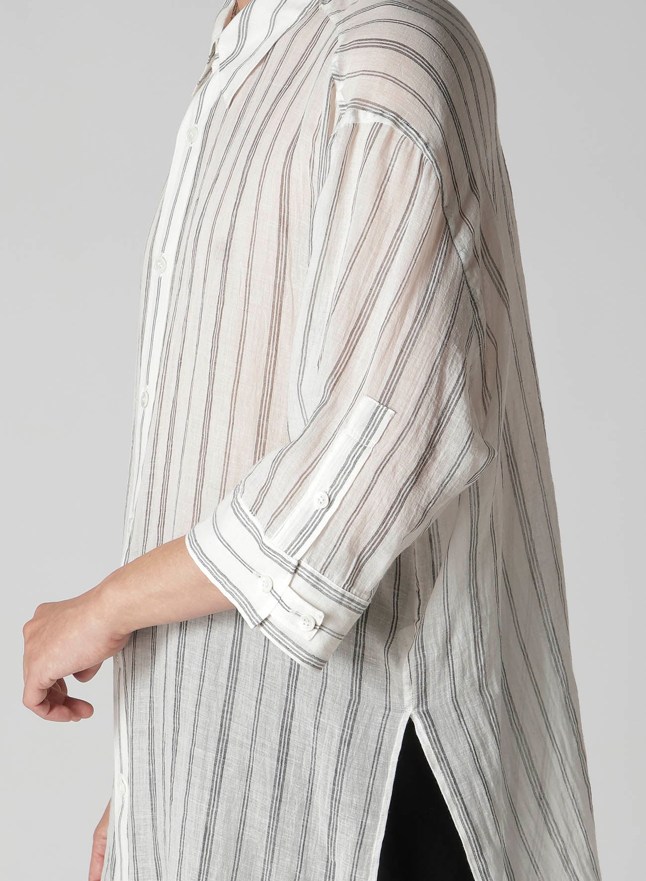 KHADI STRIPE SHORT SLEEVE BLOUSE