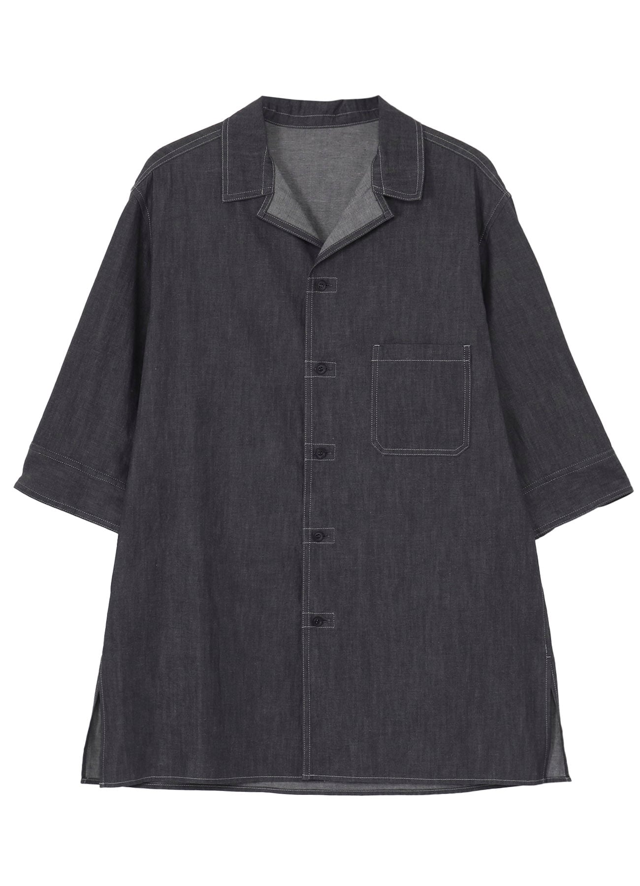 <PIECE UNIQUE/AOYAMA>5.5OZ GREY DENIM SHORT SLEEVE BLOUSE