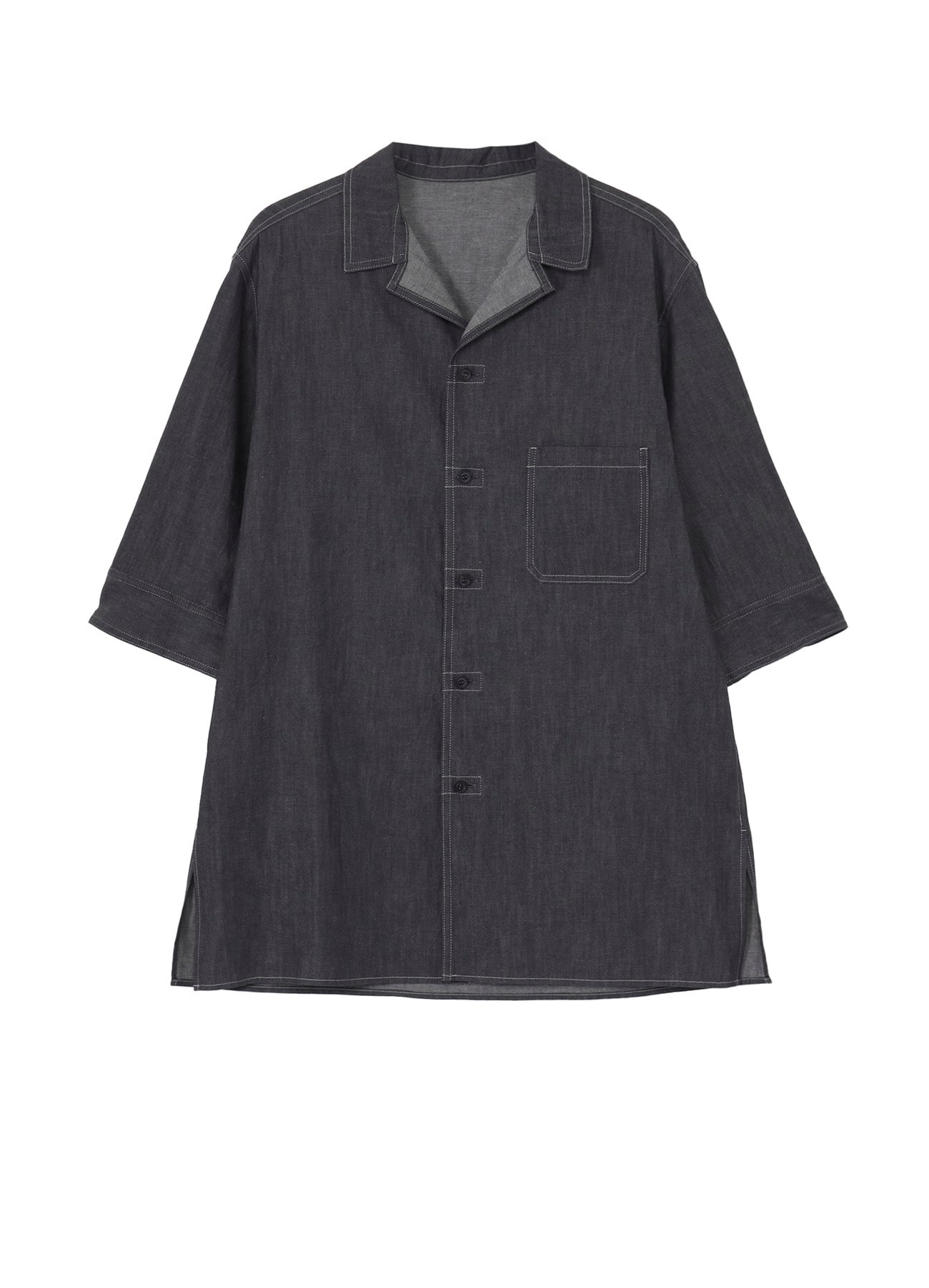 <PIECE UNIQUE/AOYAMA>5.5OZ GREY DENIM SHORT SLEEVE BLOUSE