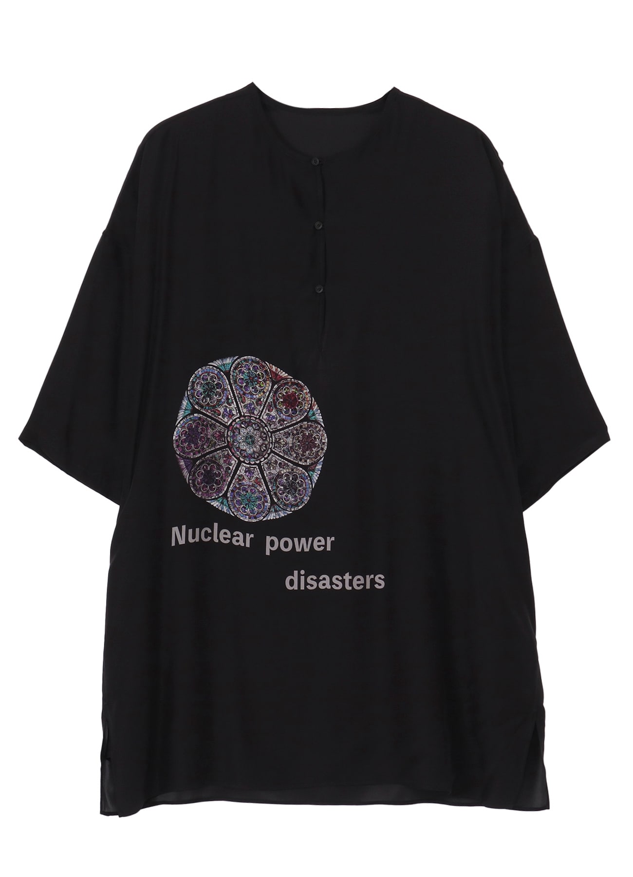 STAINED GLASS GUESSETED SHORT SLEEVE BLOUSE