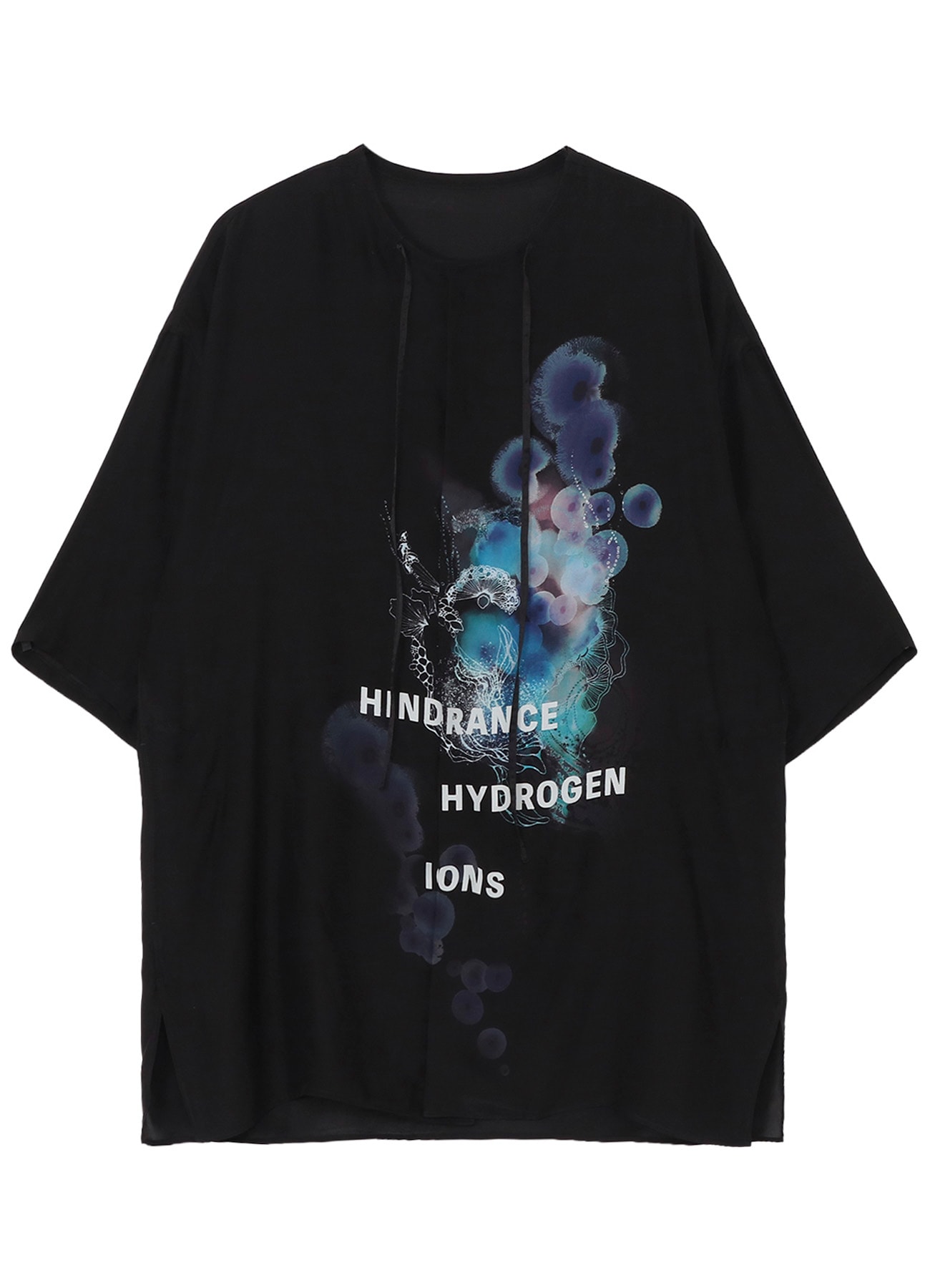 CORAL WATERCOLOR BLACK GUESSETED SHORT SLEEVE B/ BK CORAL