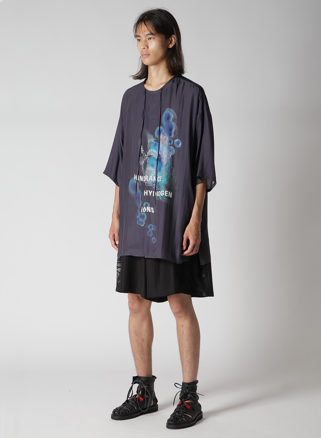 CORAL WATERCOLOR GUESSETED SHORT SLEEVE BLOUSE