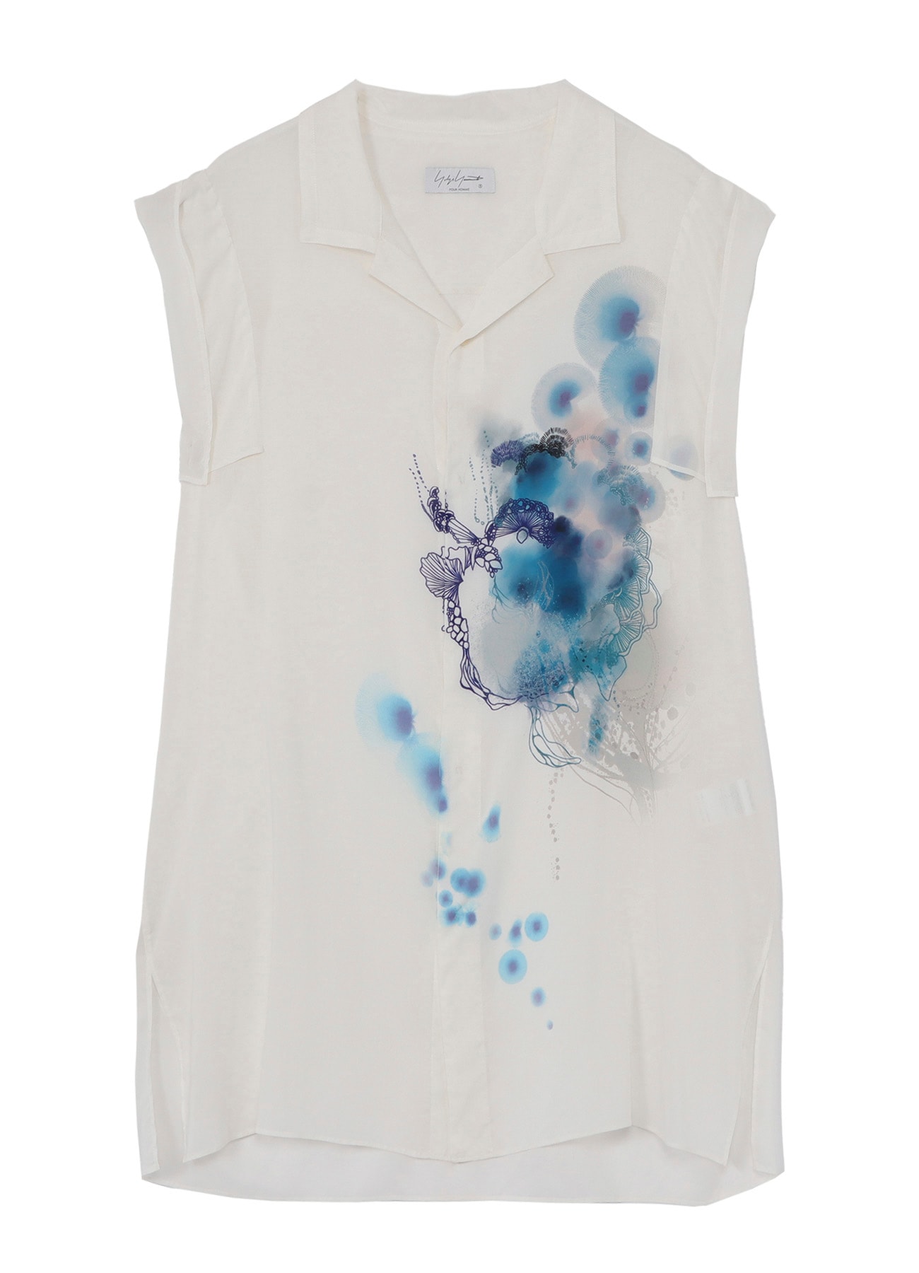<PIECE UNIQUE/AOYAMA>WHITE CORAL OPEN COLLAR SLEEVELESS BLOUSE