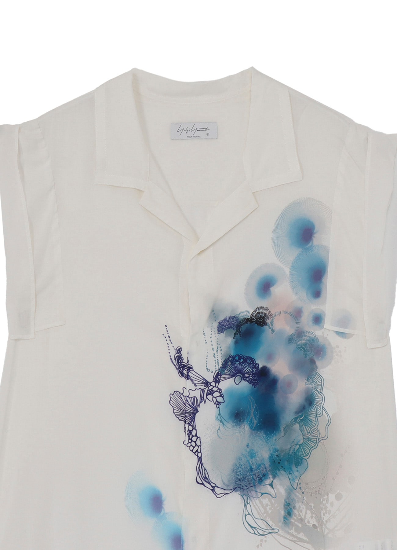 <PIECE UNIQUE/AOYAMA>WHITE CORAL OPEN COLLAR SLEEVELESS BLOUSE