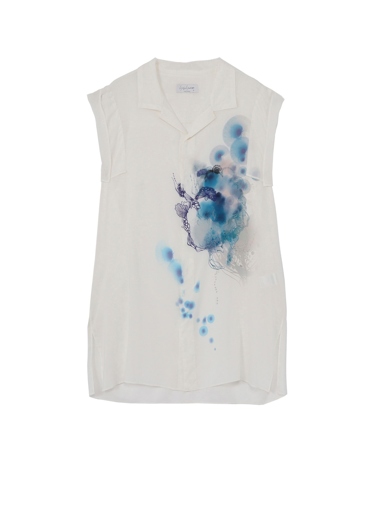 <PIECE UNIQUE/AOYAMA>WHITE CORAL OPEN COLLAR SLEEVELESS BLOUSE