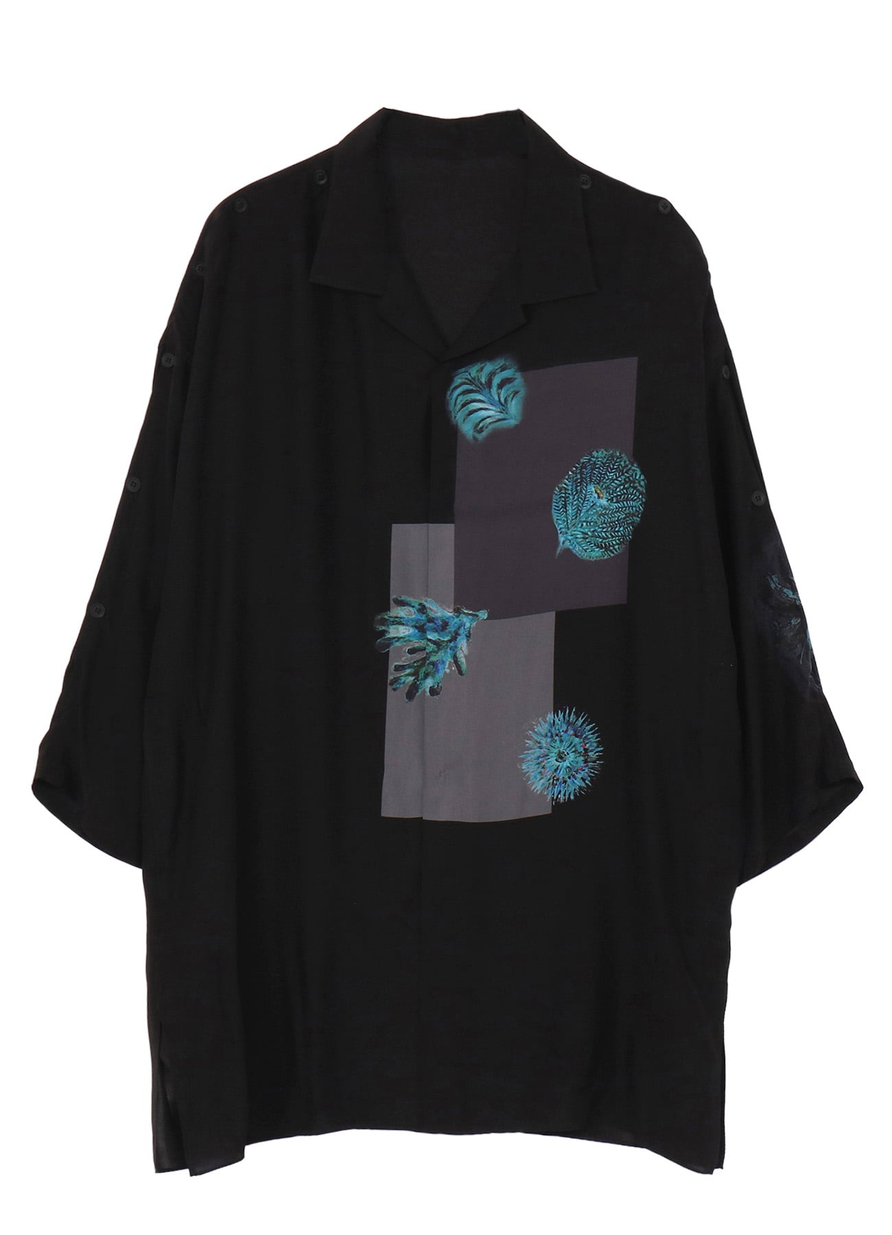 SEA CREATURE PRINTED SHOULDER OPNED BLOUSE