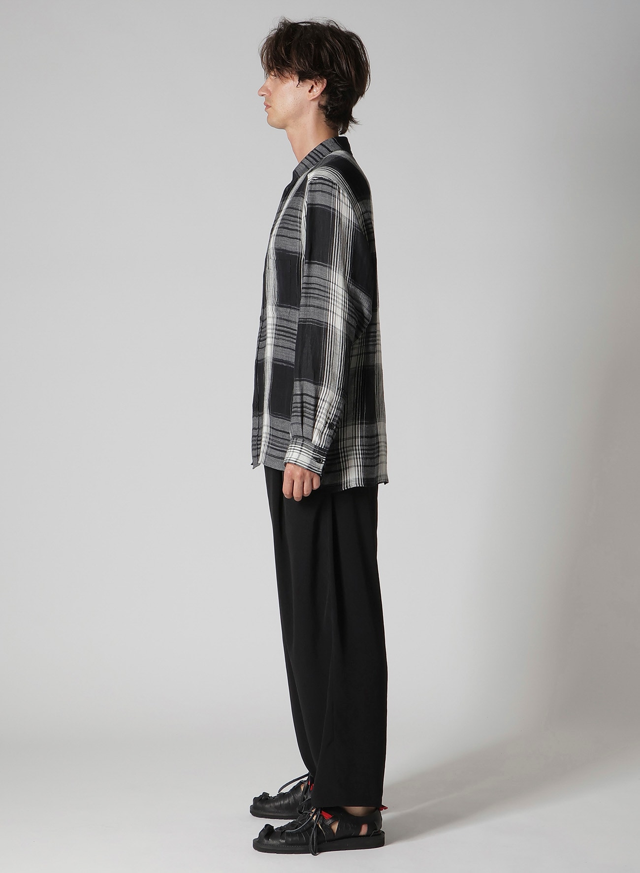 C/ HEMP PLAID BOTTUN DOWN BLOUSE