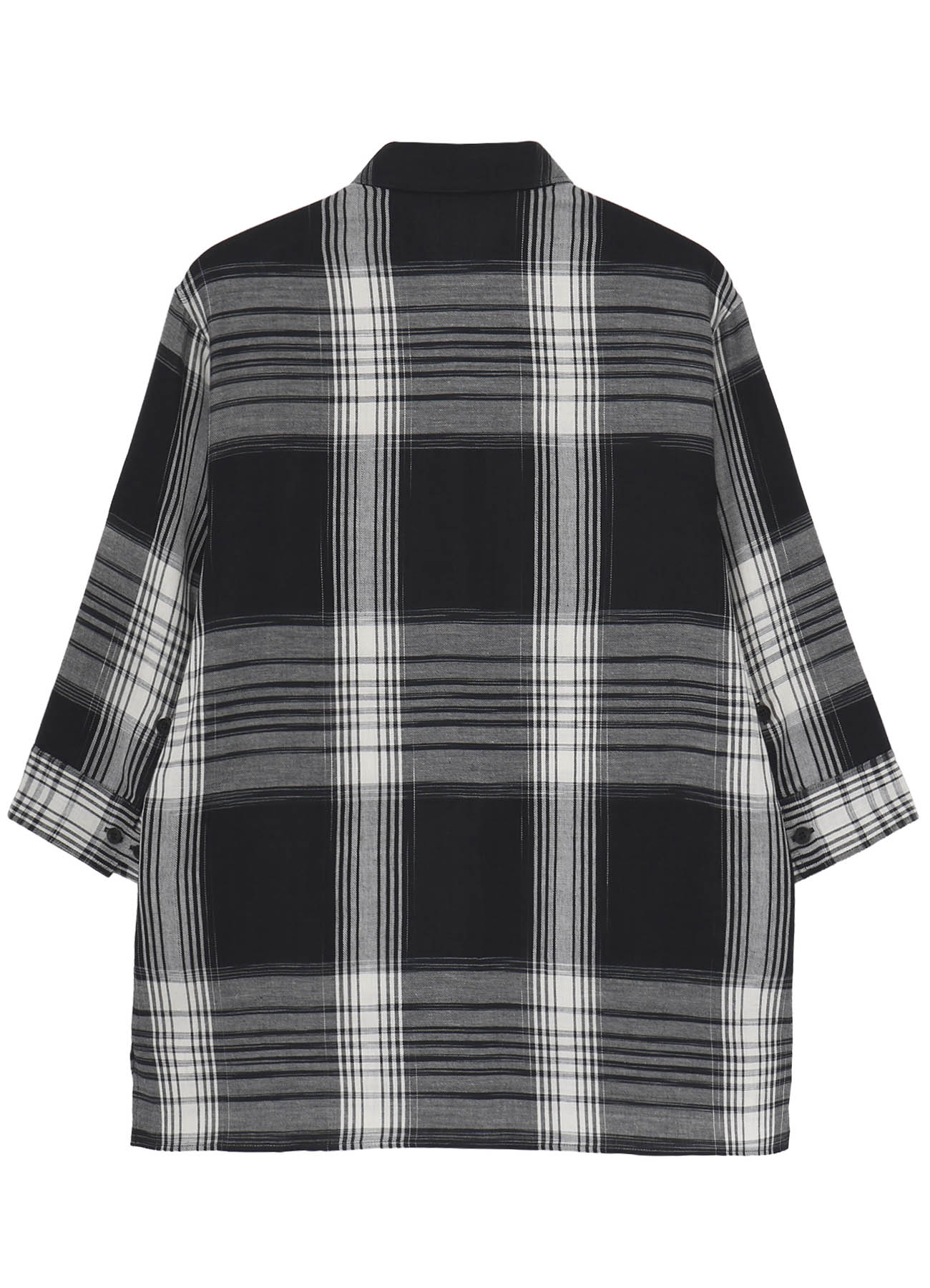 C/ HEMP PLAID BOTTUN DOWN SHORT SLEEVE BLOUSE