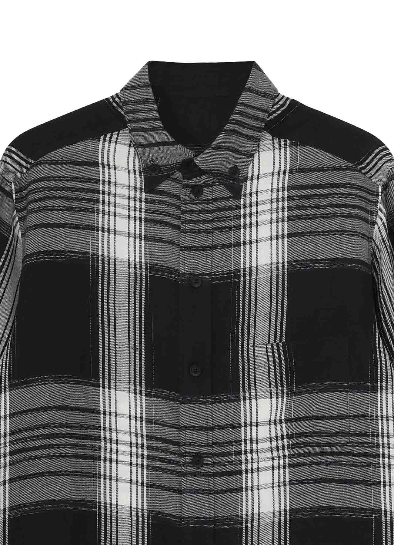 C/ HEMP PLAID BOTTUN DOWN SHORT SLEEVE BLOUSE