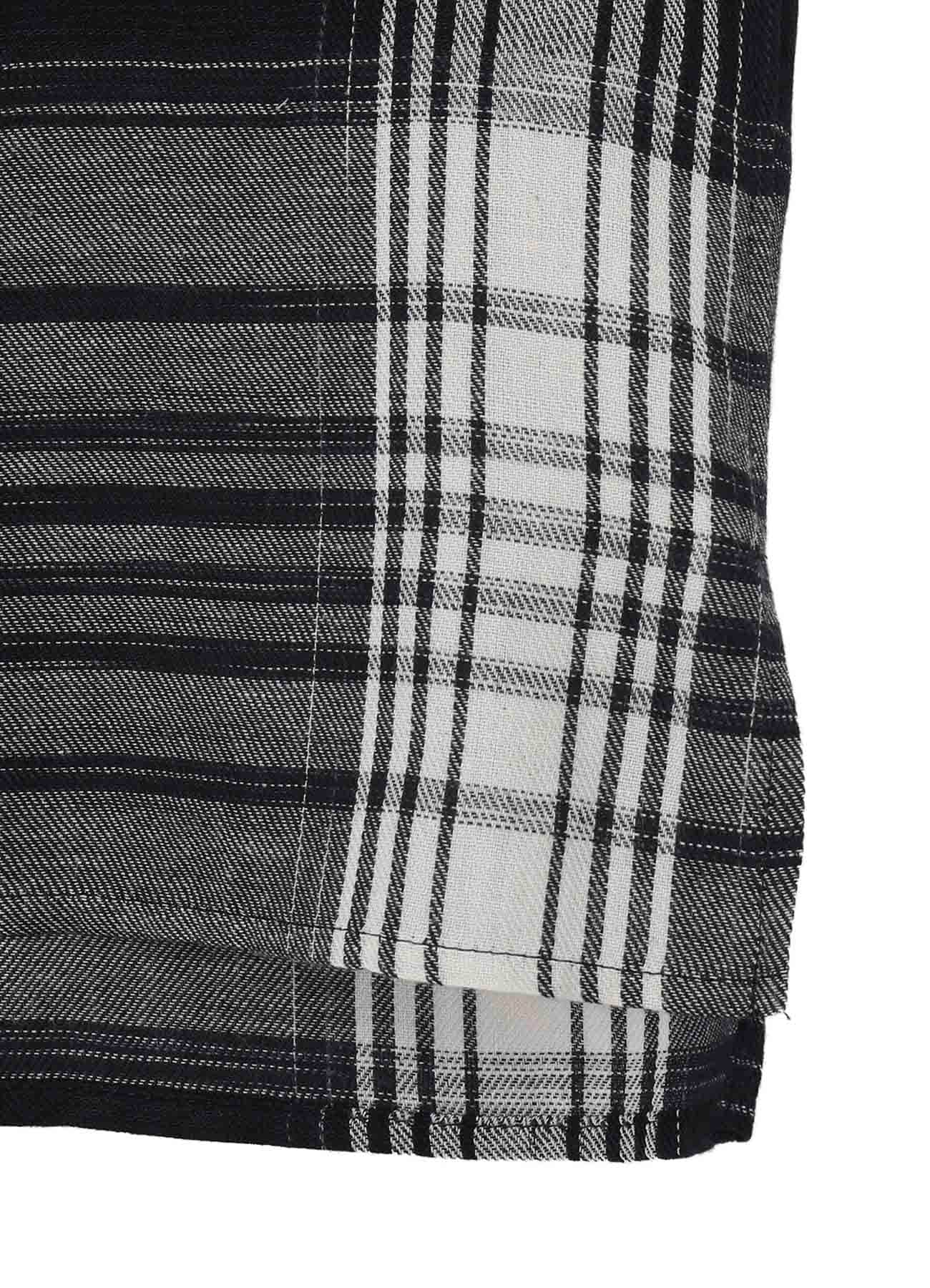 C/ HEMP PLAID BOTTUN DOWN SHORT SLEEVE BLOUSE