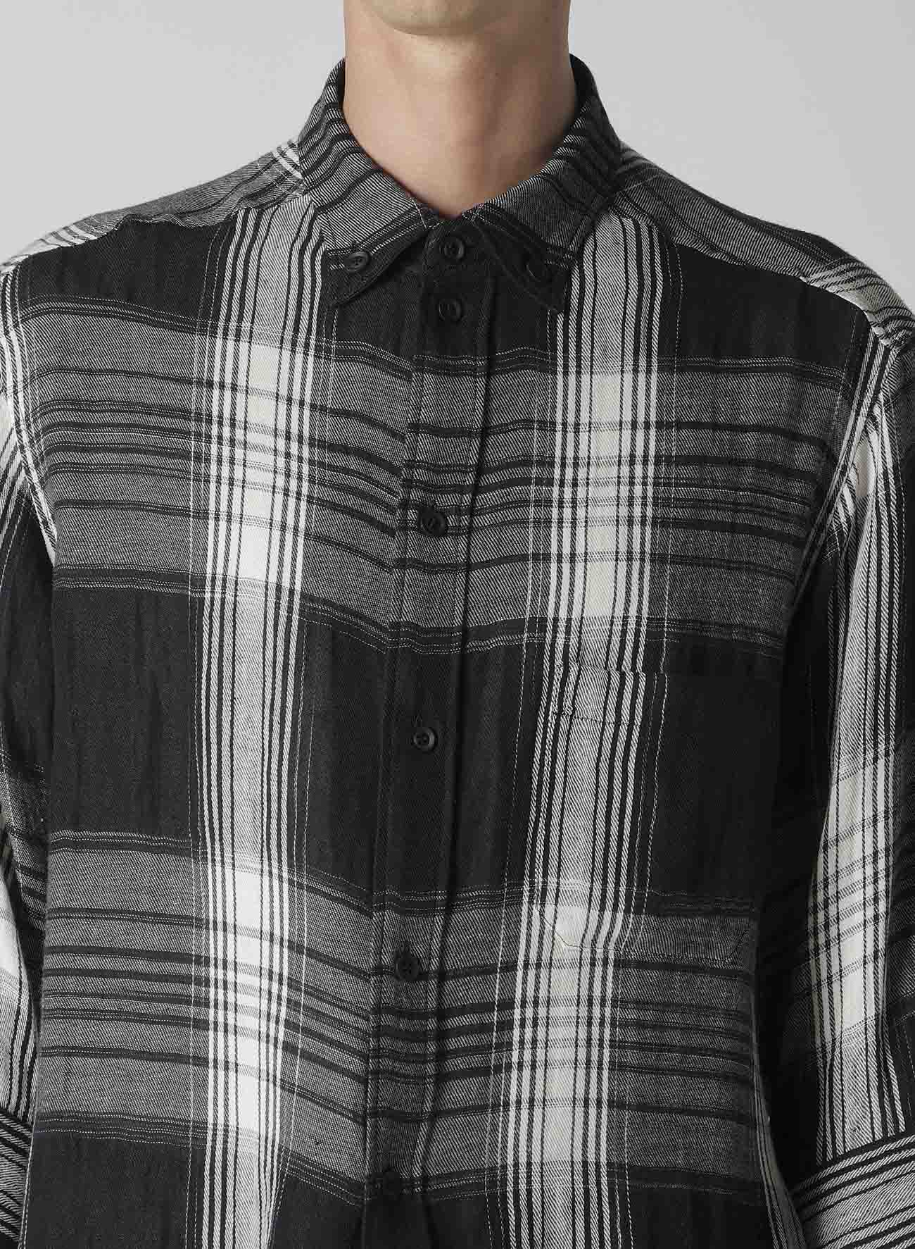 C/ HEMP PLAID BOTTUN DOWN SHORT SLEEVE BLOUSE