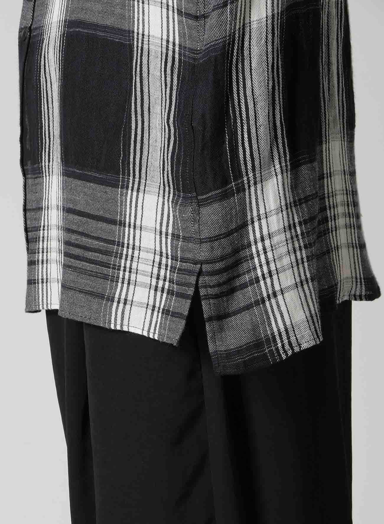 C/ HEMP PLAID BOTTUN DOWN SHORT SLEEVE BLOUSE