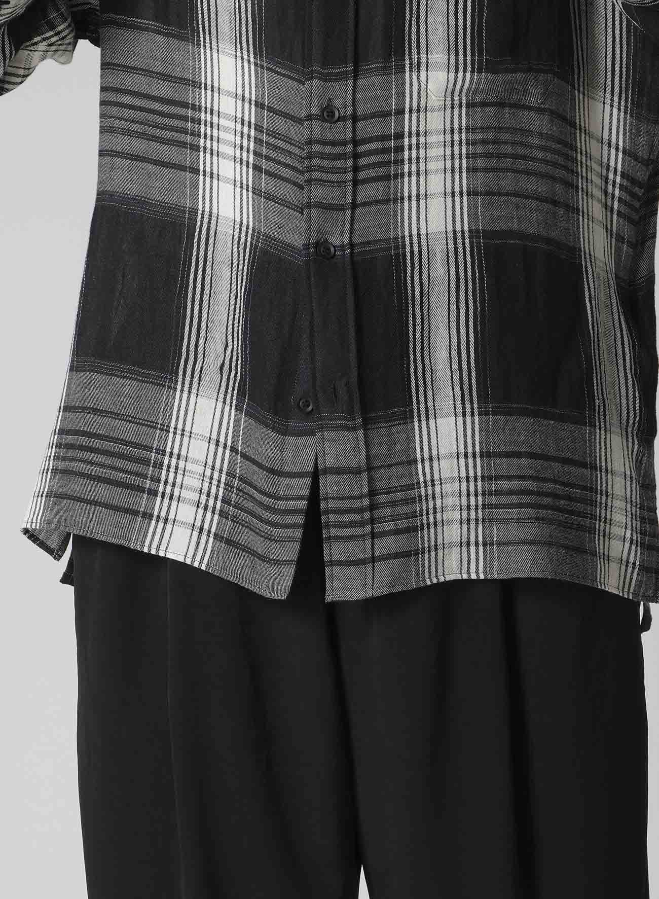 C/ HEMP PLAID BOTTUN DOWN SHORT SLEEVE BLOUSE