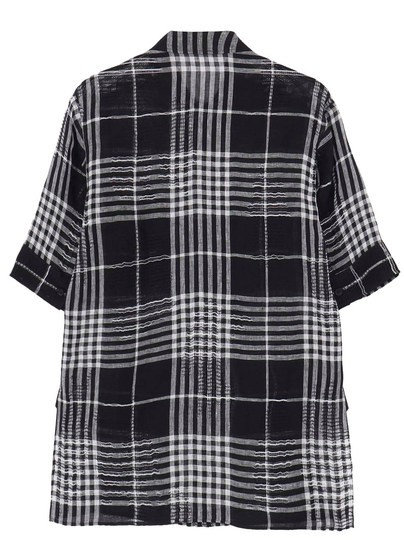 L/JQ PLAID CH CUFFS ATTACHED SHORT SLEEVE BLOUSE