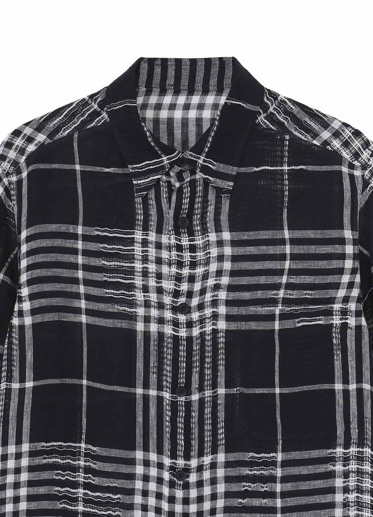 L/JQ PLAID CH CUFFS ATTACHED SHORT SLEEVE BLOUSE