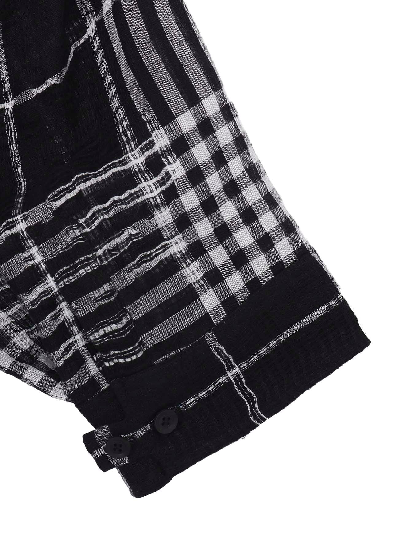 L/JQ PLAID CH CUFFS ATTACHED SHORT SLEEVE BLOUSE