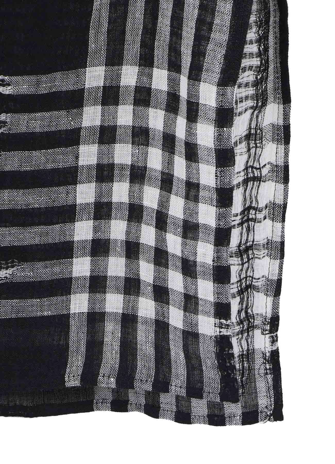 L/JQ PLAID CH CUFFS ATTACHED SHORT SLEEVE BLOUSE