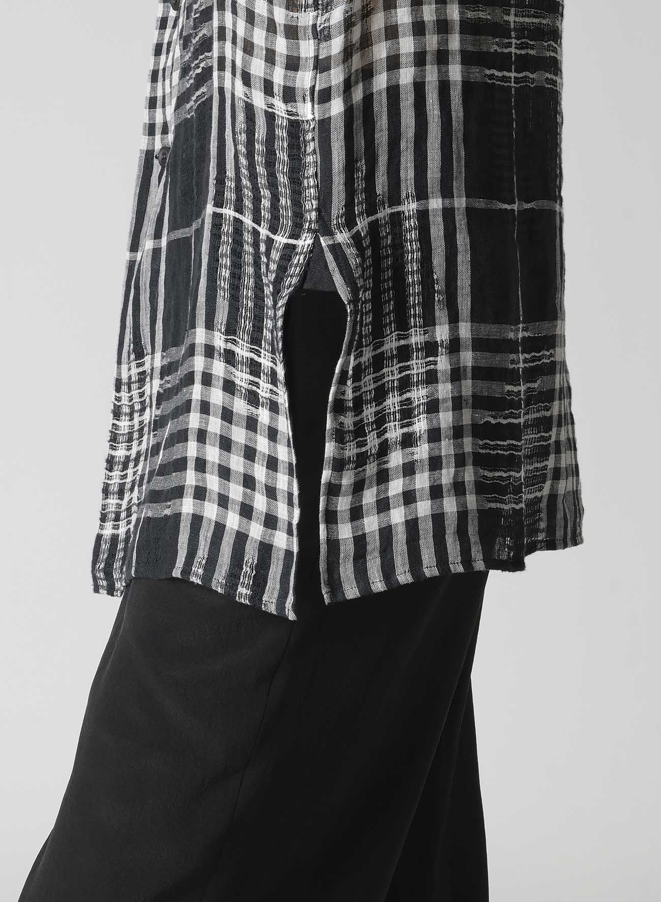 L/JQ PLAID CH CUFFS ATTACHED SHORT SLEEVE BLOUSE