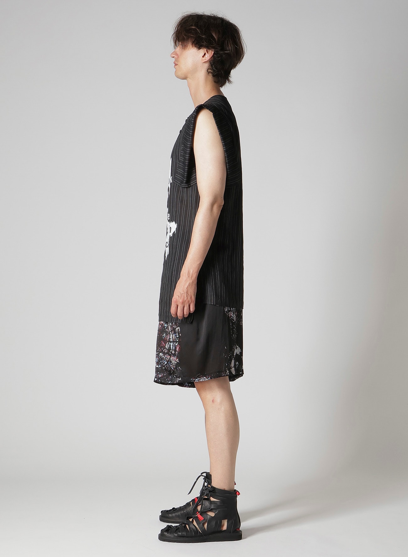 MESSAGE PRINTED ST SLEEVE PLACKET BLOUSE