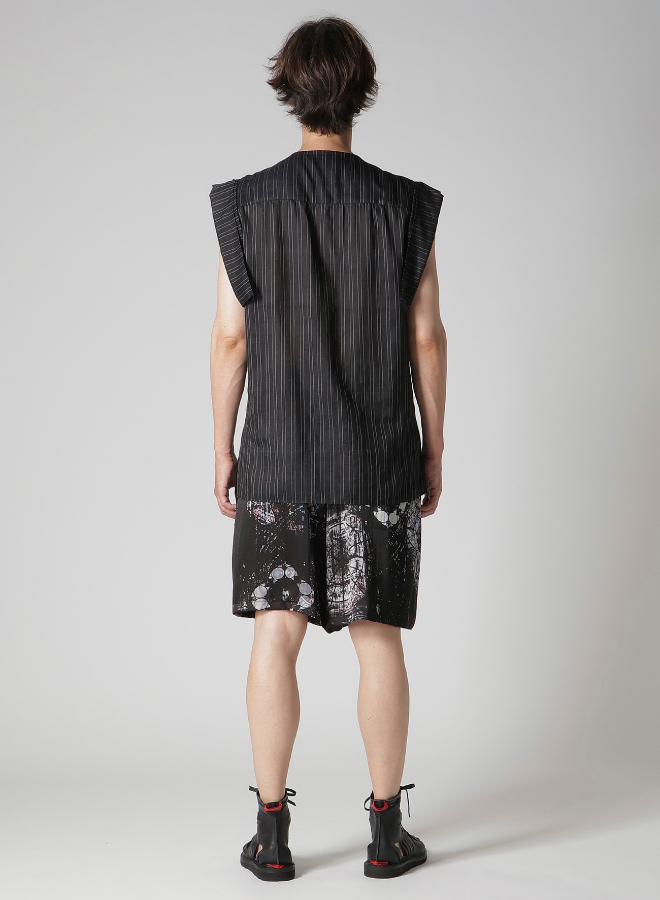 MESSAGE PRINTED ST SLEEVE PLACKET BLOUSE