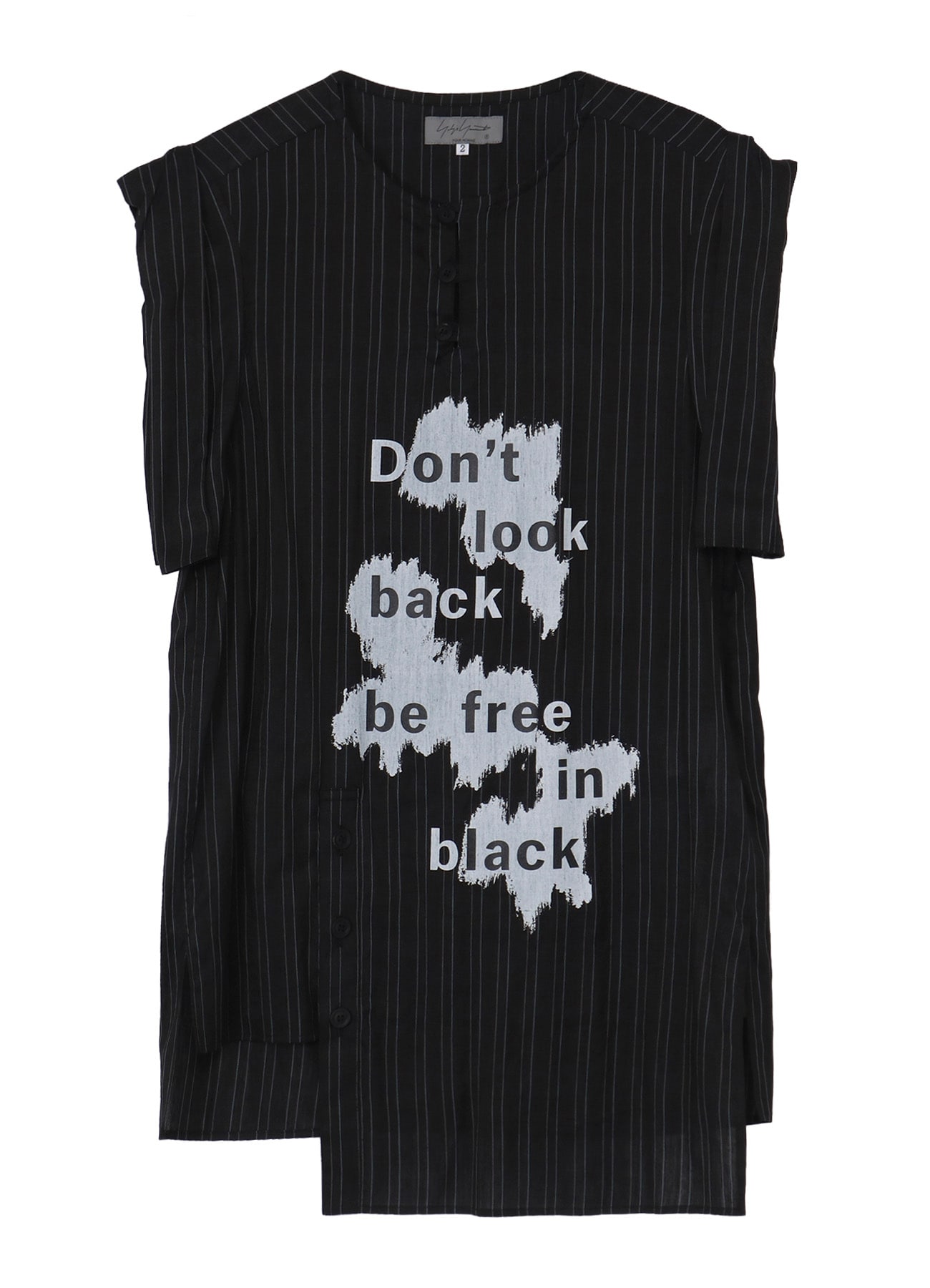 MESSAGE PRINTED ST SLEEVE PLACKET BLOUSE