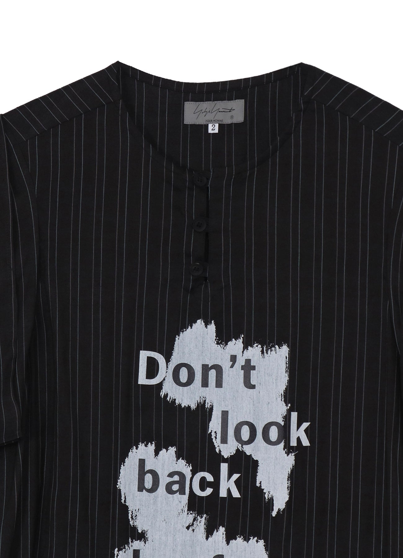 MESSAGE PRINTED ST SLEEVE PLACKET BLOUSE