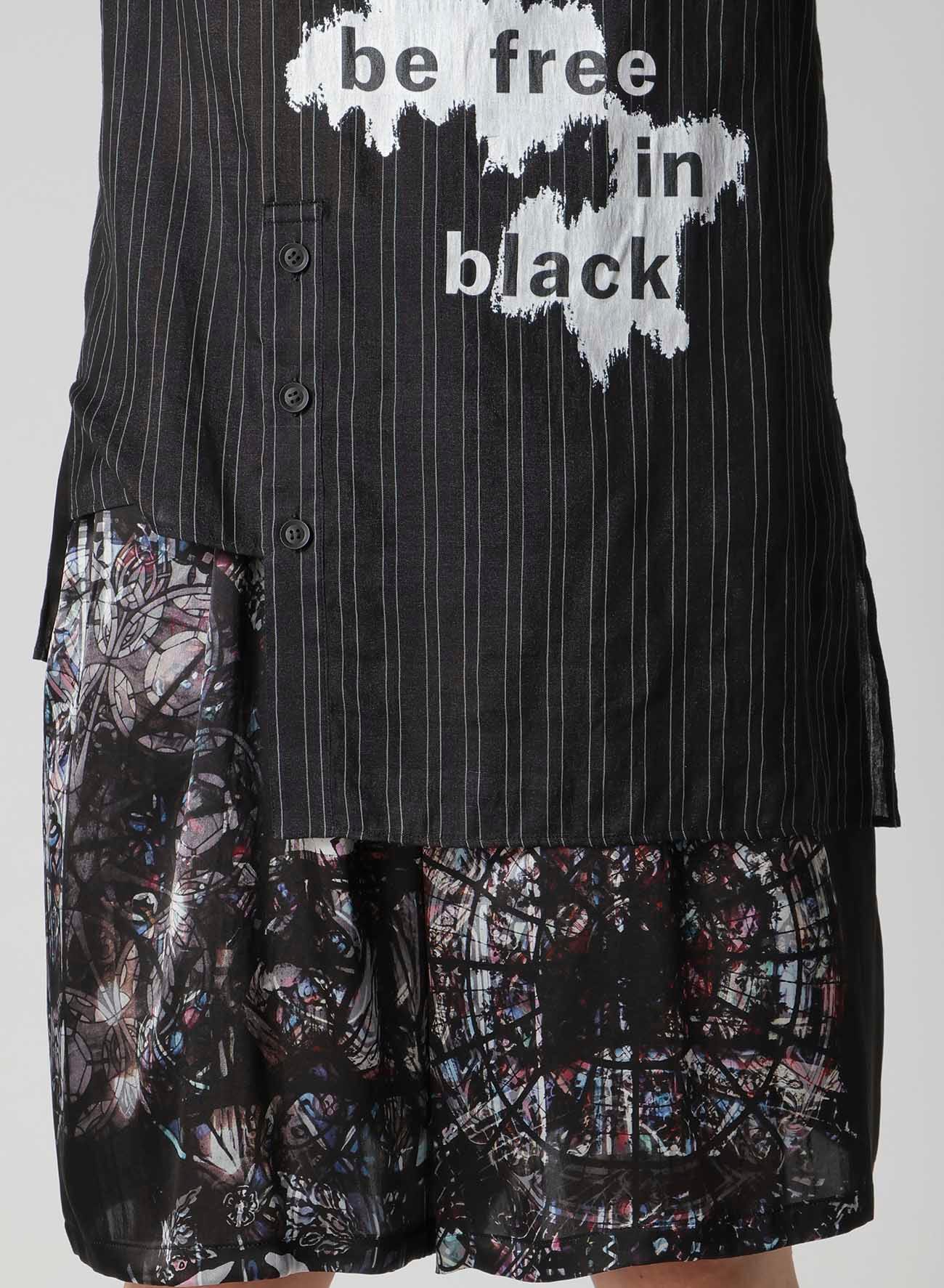 MESSAGE PRINTED ST SLEEVE PLACKET BLOUSE