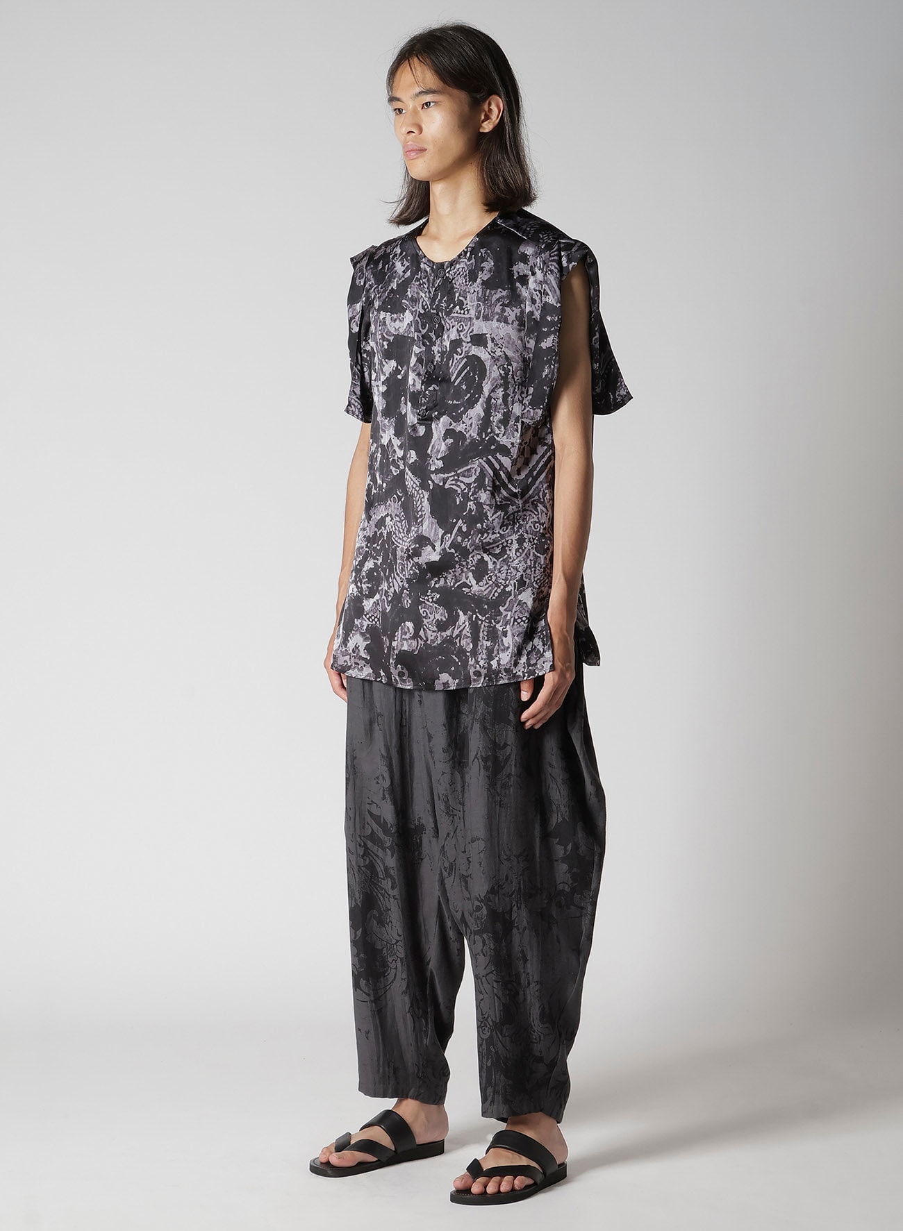 SEA/LINING SHORT SLEEVE PLACKET BLOUSE