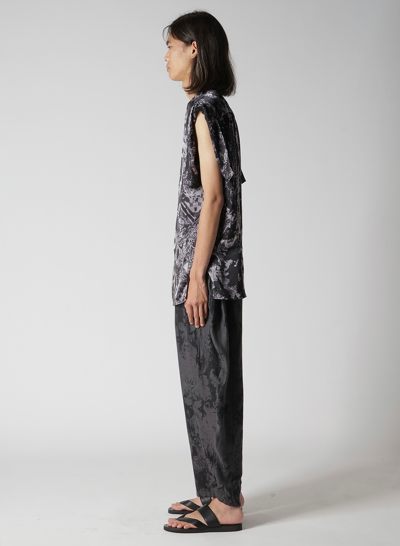 SEA/LINING SHORT SLEEVE PLACKET BLOUSE