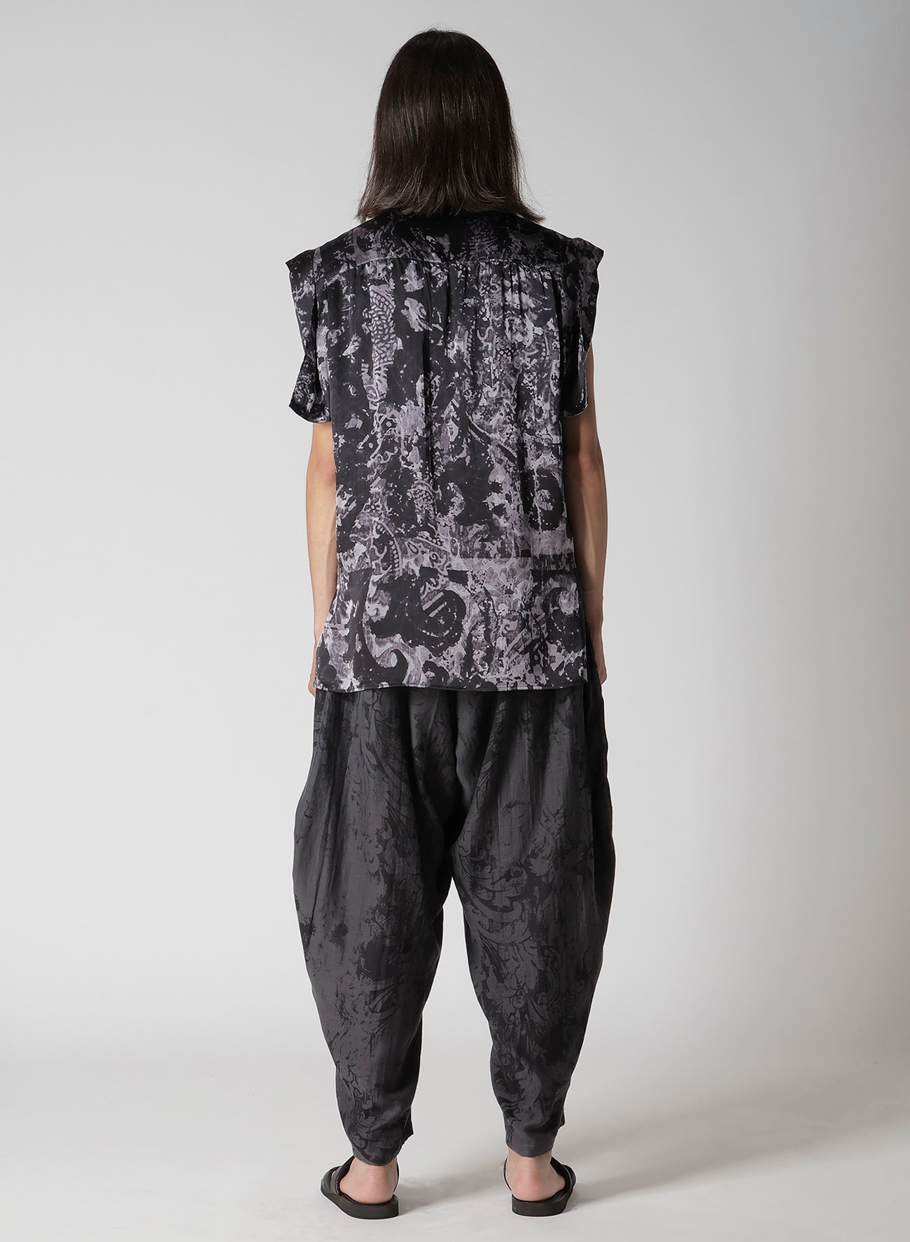 SEA/LINING SHORT SLEEVE PLACKET BLOUSE