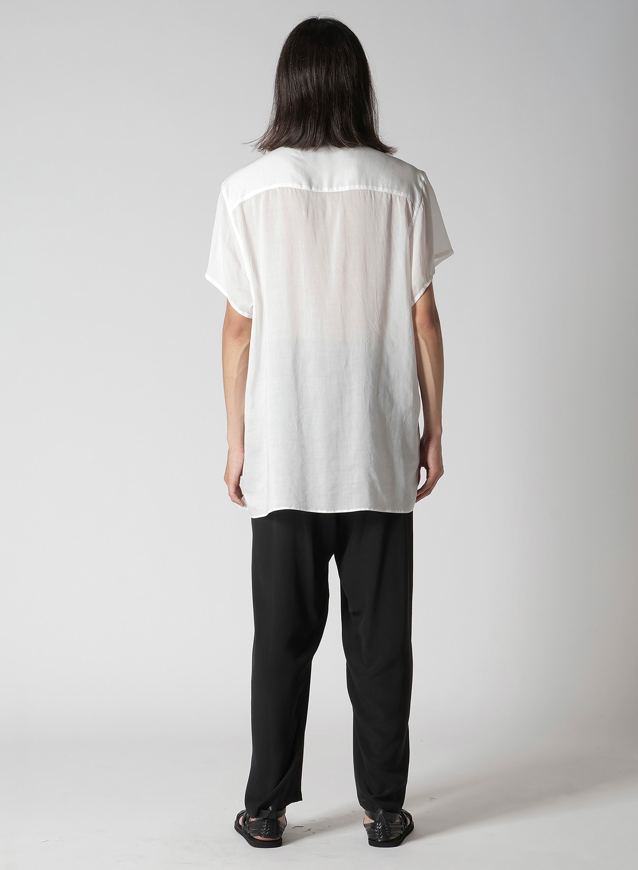 CELLULOSE LAWN BLACK AND WHITE DOUBLE COLLAR BLOUSE