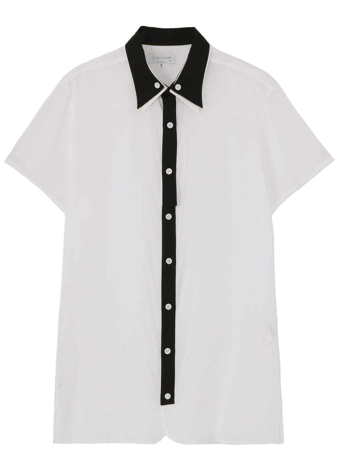 CELLULOSE LAWN BLACK AND WHITE DOUBLE COLLAR BLOUSE