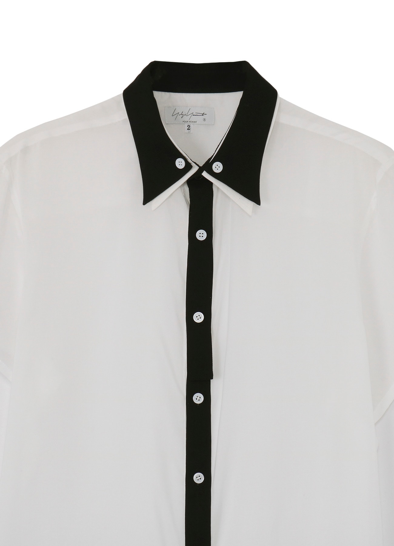 CELLULOSE LAWN BLACK AND WHITE DOUBLE COLLAR BLOUSE